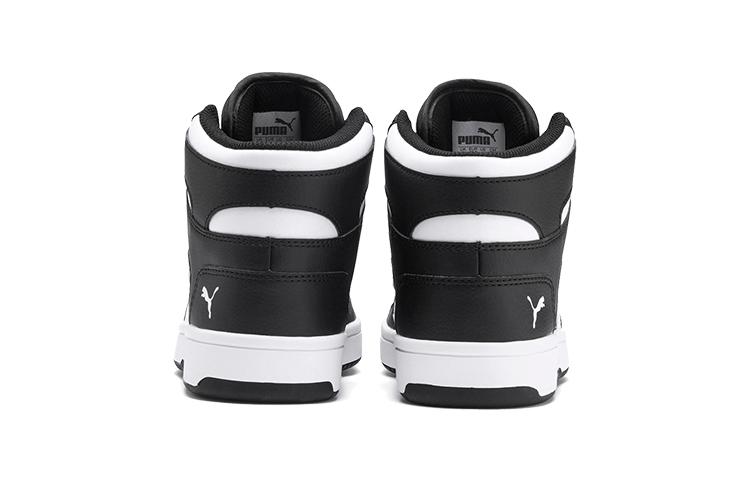 Puma REBOUND Lay Up SI Синтетическая кожа Высокие Детские Скейтбордические Кроссовки Черный Белый 370486-01