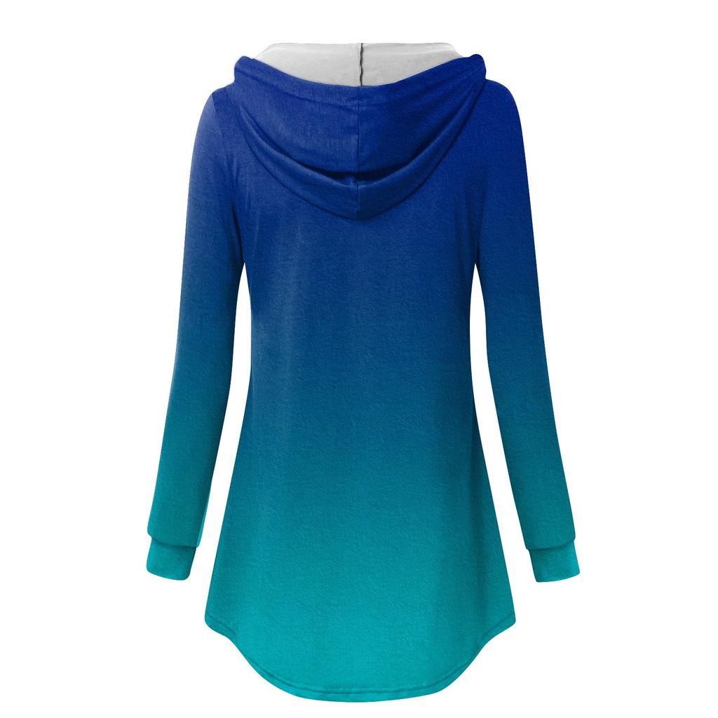 Женские повседневные модные однотонные толстовки с капюшоном на пуговицах и длинными рукавами с V-образным вырезом