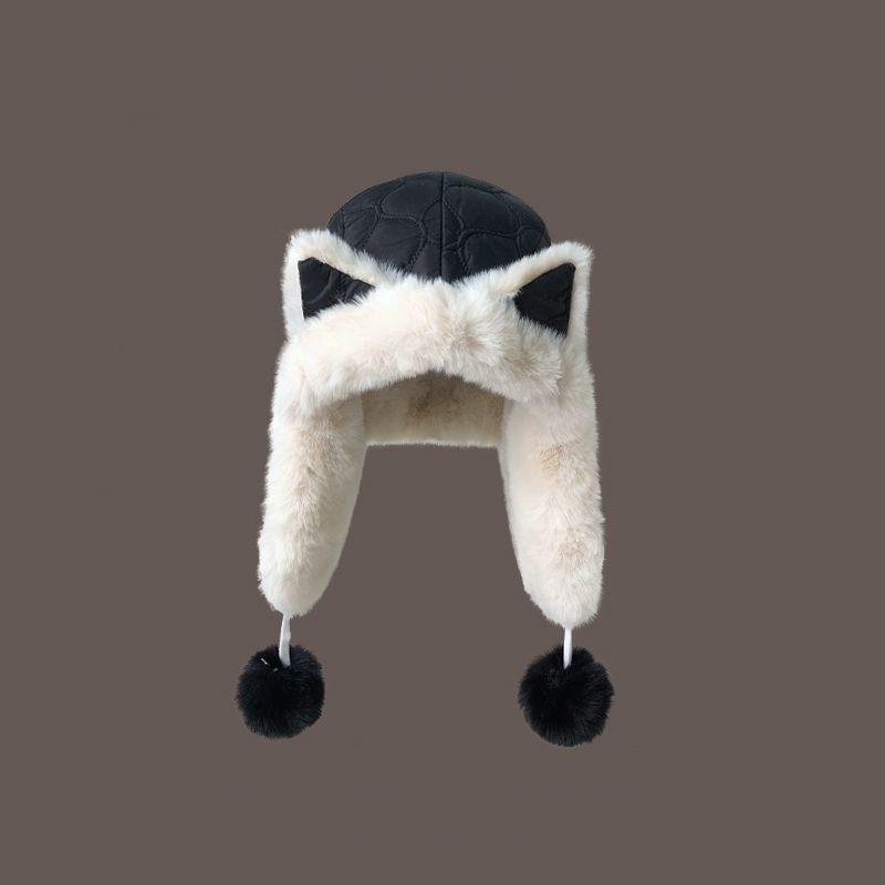 Women's Winter Plush Fox Ear Hat – Thick, Lined, Warm, Versatile, and Protective Lei Feng Style