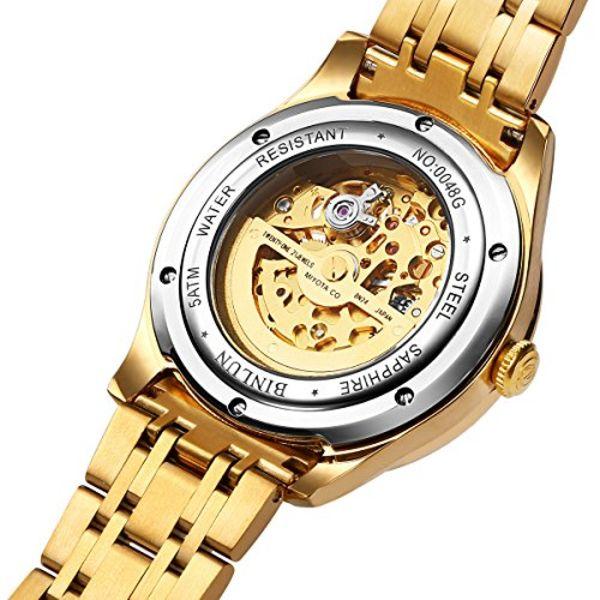 BINLUN водонепроницаемые полностью автоматические часы для джентльменов класса люкс 18-каратное покрытие 48G