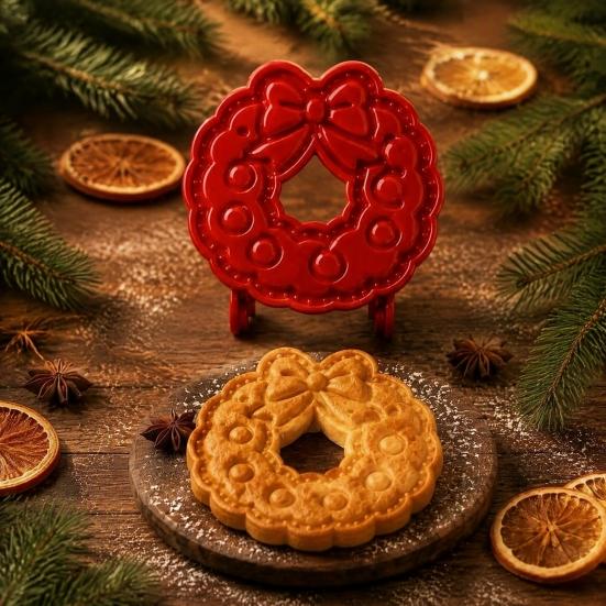 Festive Pastry Molds Christmas Hand Press Pie Mold, Plastic Dough Baking Gifts for Enthusiasts Neatly Cut Cookie Cutters DIY Holiday Treats