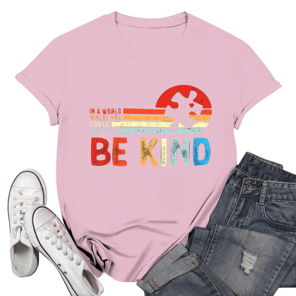 Женская повседневная футболка с принтом, пуловер с круглым вырезом, топ с короткими рукавами