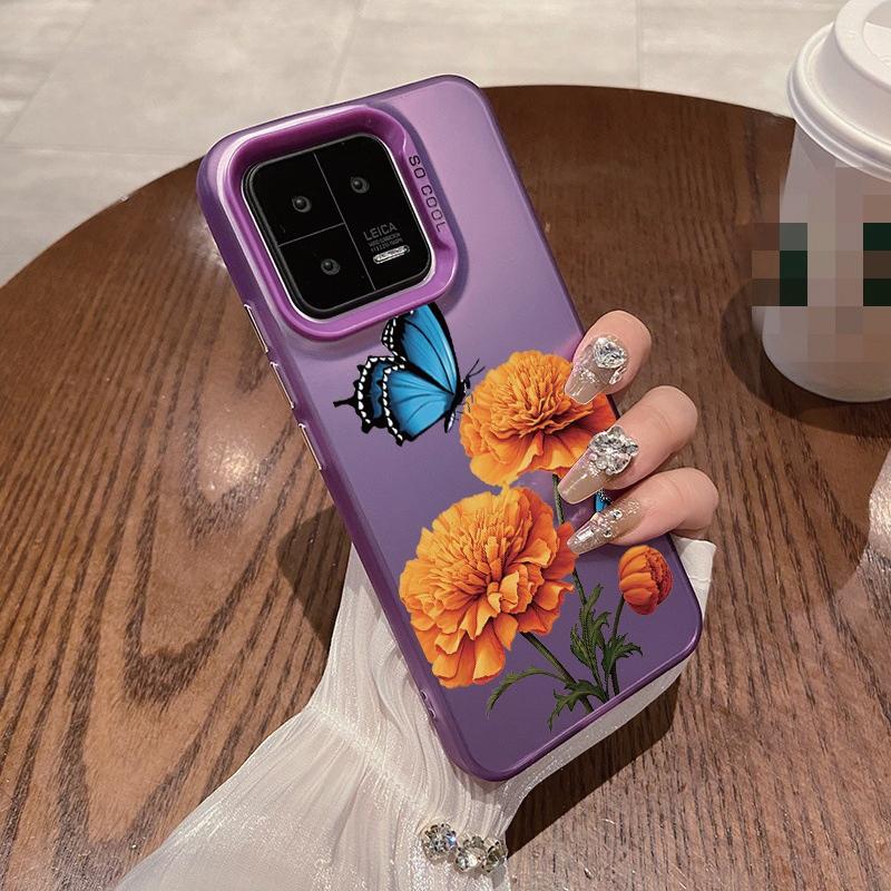 Чехол для телефона с защитой от падений и цветочным узором для Samsung S24 S23 A55 A35 Xiaomi Redmi 13C Poco C65 iPhone 15 Huawei Honor, противоударный защитный бампер
