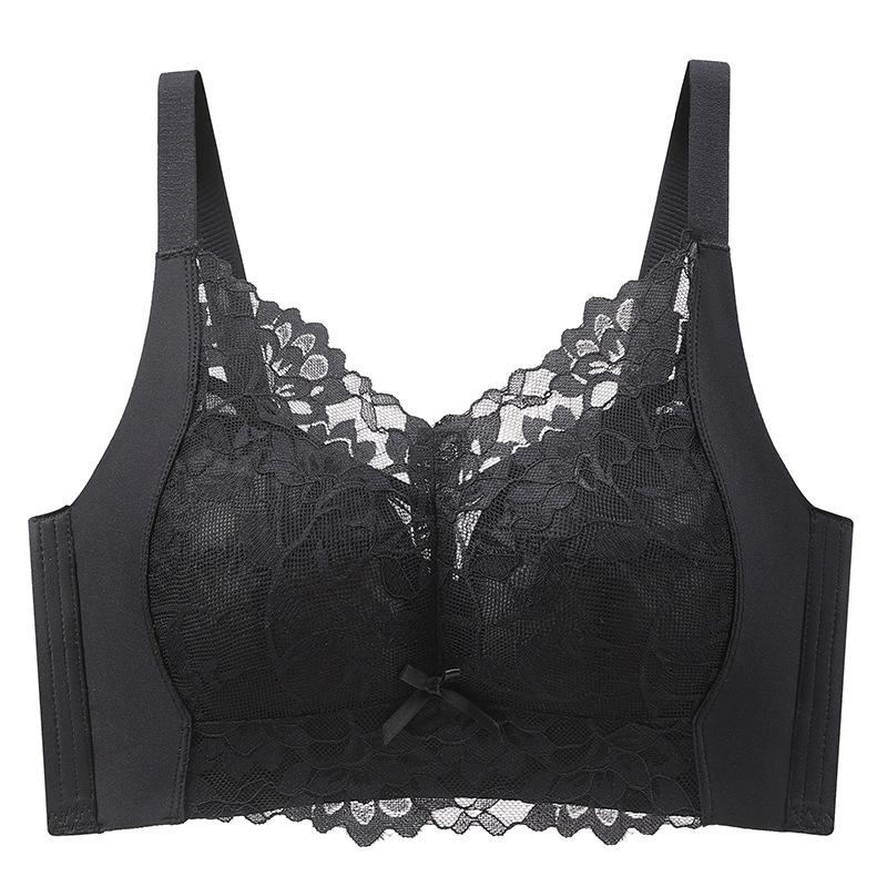 Lace underwear women's big breasts show small thin styles, gather and look thin, anti-sagging, close secondary breasts, breathable, no steel ring