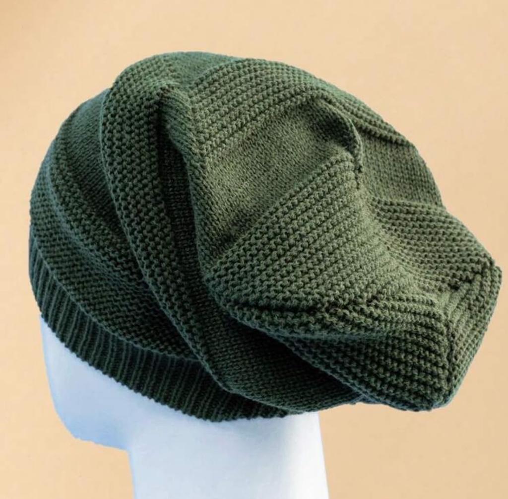 [sproutsy] Loose Fit Knit Beanie Hat, Stretchy Knit Material, Knit Beanie, Loose Fit Hat (JP, Numeric Size, 58.0 Cm, Olive)