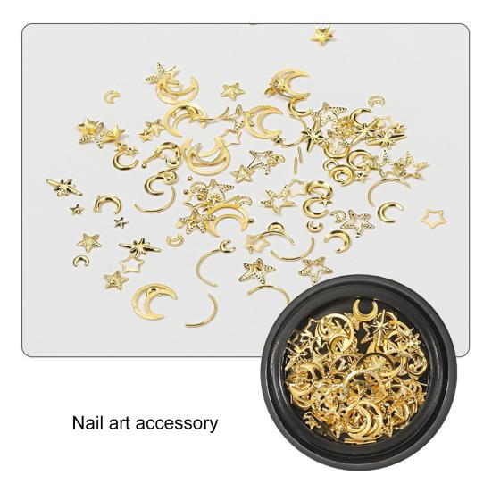 Yousheng 1 коробка DIY украшения для ногтей ажурные сплав звезда луна треугольник чешуйка 3D блестящие стразы подвески украшения для ногтей смешанные аксессуары