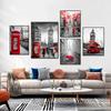 Modern Tower Building Red Buss Lover Canvas Painting Poster City Wall Art Print Decorative Picture Modern Living Room Home Decor Unframed