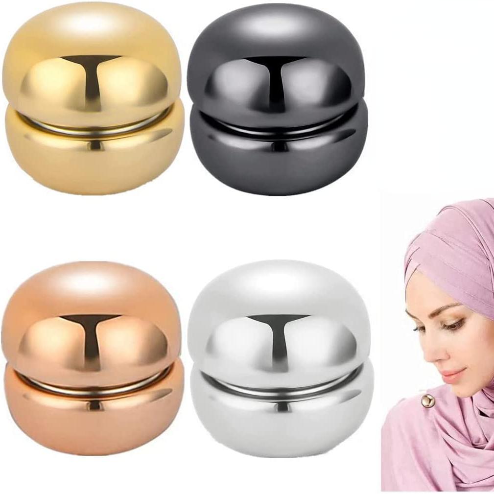 4 Packs Hijab Magnetic Pins Buttons Scarf Round Magnets No Snag Magnets Hijab for Women