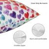 Rainbow Hearts Square Pillowcase Polyester Linen Velvet Pattern Zip Decor Pillow Case Sofa Seater Cushion Cover