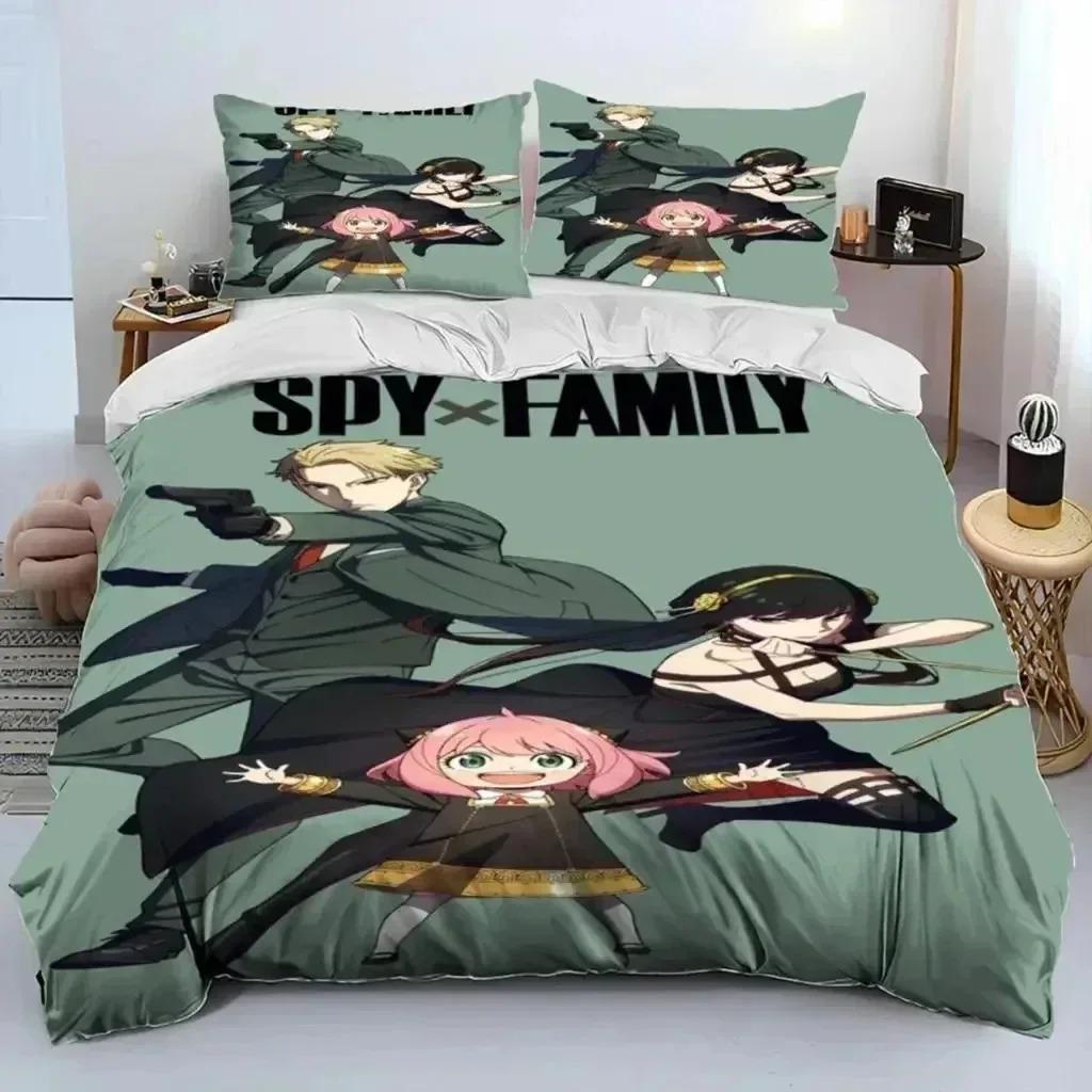 3D Печать Аниме SPY×FAMILY Аня Комплект Постельного Белья Мальчики Девочки Двуспальный Размер Queen Мягкая Пододеяльник Наволочка Постель Дети Дети Взрослые Люди