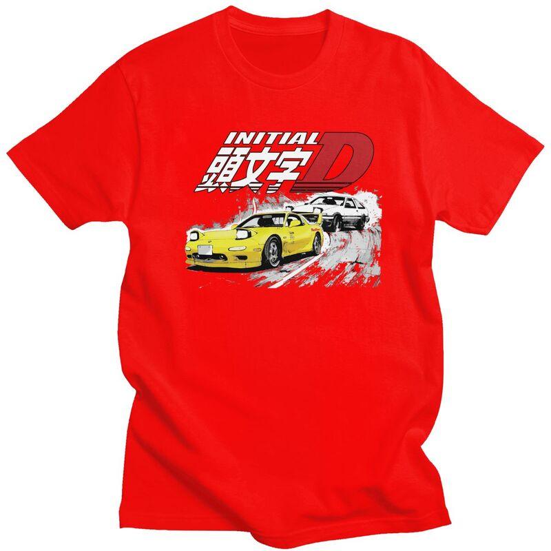 Мужская футболка на заказ Классический Аниме Initial D Дрифт-гонки Повседневная футболка Чистый хлопок Приталенная футболка Подарок