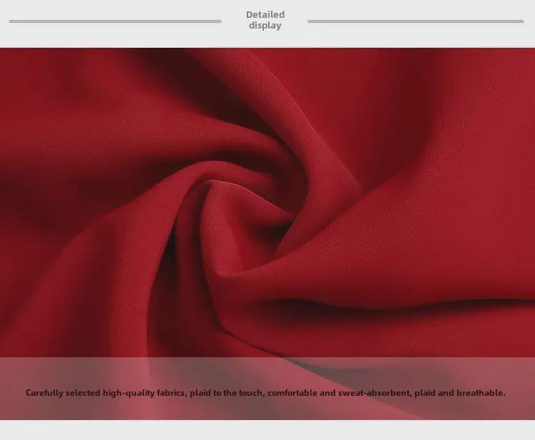 Wine Red V-Neck Chiffon Shirt: Stylish Ruffled Design, Slimming, Long-Sleeved, Ideal for Spring & Autumn.