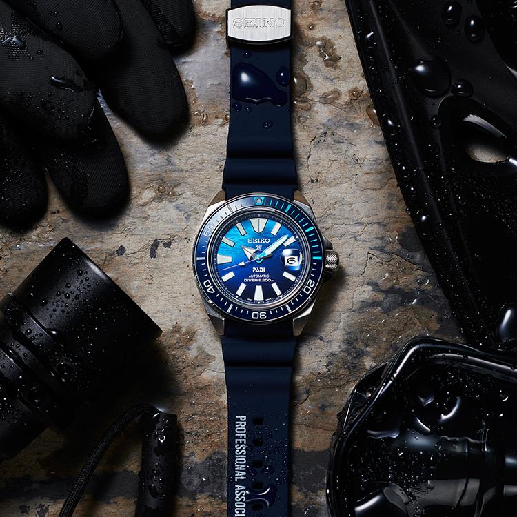 Seiko Prospex Padi Ограниченная серия Самурай 200м Водонепроницаемые Автоматический Механический Механизм Силиконовый Ремешок Часы 43.8мм Мужские Часы Синие SRPJ93K1