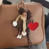 Curly Hair Doll Pendant Keychain with Heart and Braided Rope Backpack Charm Bag Ornament for Stylish Women and Girls