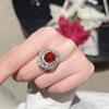 Европейский и американский Вход Люкс Красное Вино Пятно Роза Рубин Циркон Микро-Инкрустация Полный Алмаз Элегантный Изысканный Универсальный Открытое Кольцо