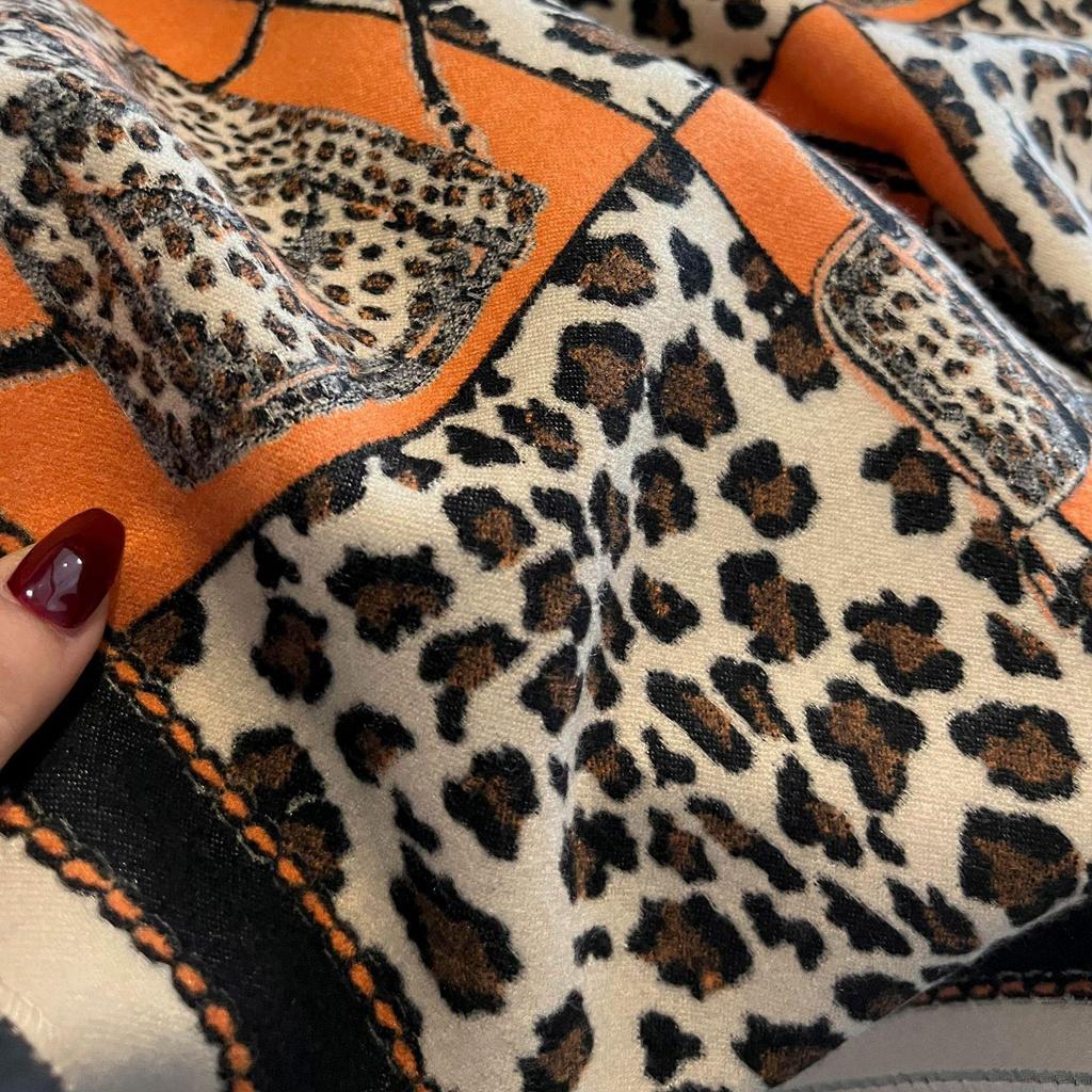 Korean Style Versatile Thickened Imitation Cashmere Leopard Print Bag Scarf Autumn and Winter Long Warm Travel Outer Shawl and Scarf