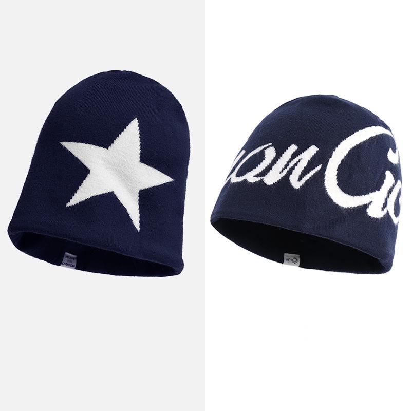 Осенне-зимняя шапка женская вязаная с надписью шерстяная теплая шапка с защитой ушей