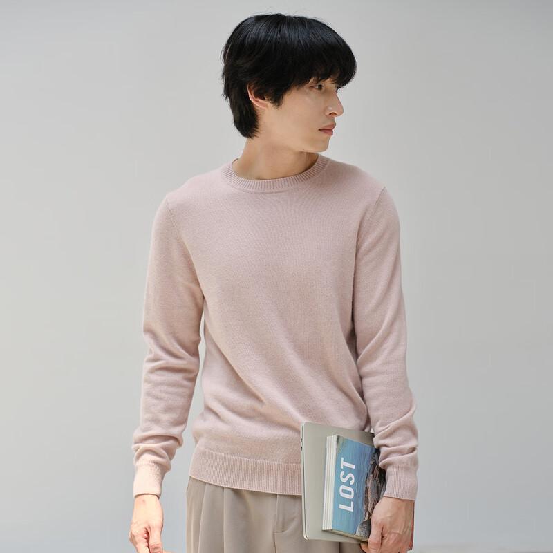 Men's Round Neck 100% Cashmere Long Sleeve Knit Sweater