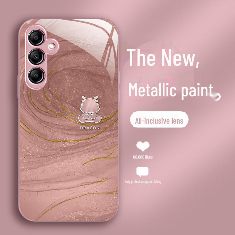 Gilded Dragon Case for Samsung A14, S21, A22, A31 - Dragon Year Design, High-End Glass Finish