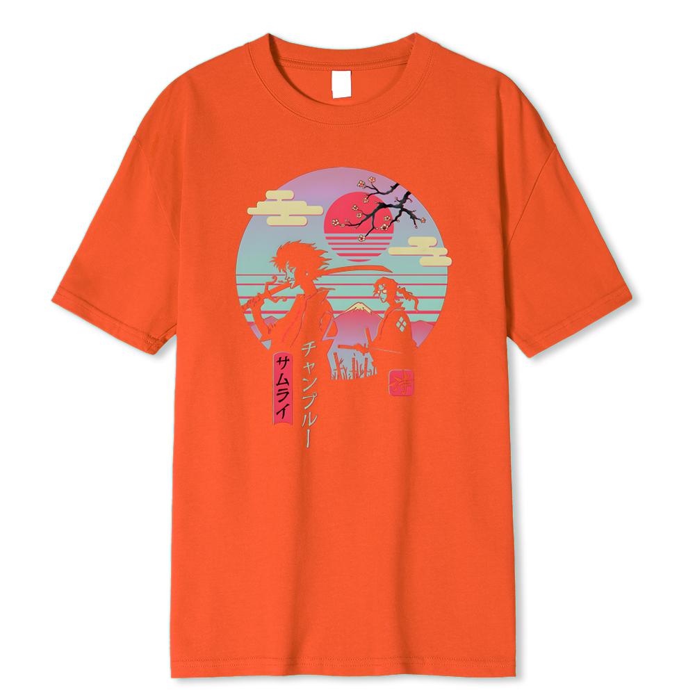 2 Японских Самурая Идущих Домой Хип-Хоп Принт Мужские Топы Мода Уличная Футболка Летняя Повседневная Хлопковая Футболка Оверсайз Свободные Футболки