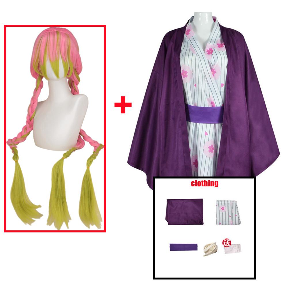 Kanroji Mitsuri Косплей Костюм Убийцы Демонов Халат Кимоно Аниме Kimetsu No Yaiba Хэллоуин Рождественская одежда