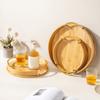 Round Shape Bamboo Tray Large Capacity Fast Food Tray Vintage Tea Set  Restaurant Use