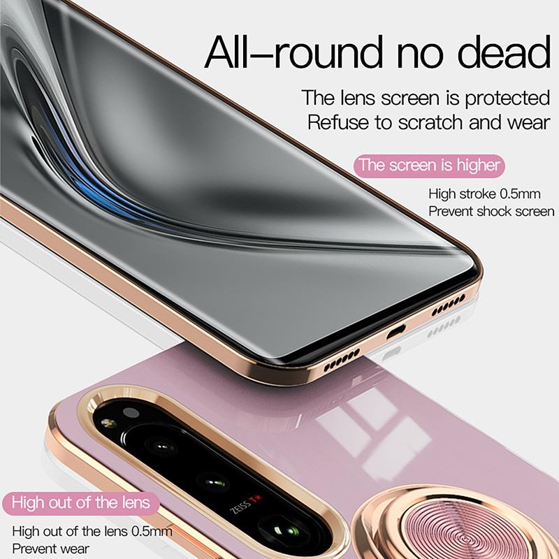 Роскошный силиконовый чехол-держатель с магнитным кольцом для Sony Xperia 1 5 10 III IV V ACE II противоударный гальванический чехол