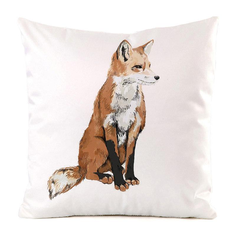 Norwegian Feng Shui Cartoon Fox Digital Printing Short Plush Pillow Covers For Car Sofa Office Cushion Cover Home Goods