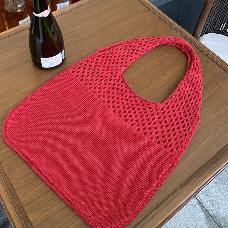 Tote Bag Knit Bag Mesh Hollowed Out Women's Shoulder Bag Woven Bag Handbag