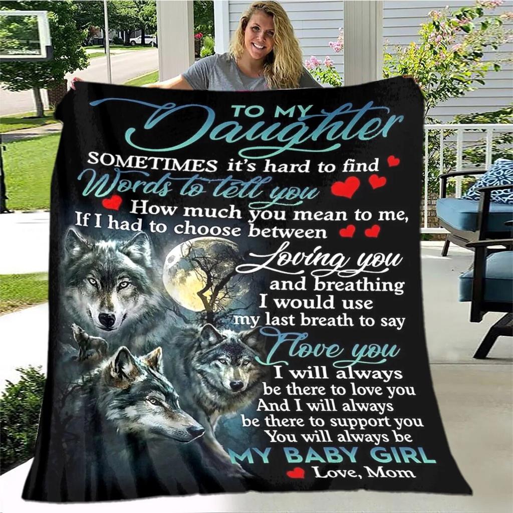 Персонализированное одеяло из шерпы для моей дочери с принтом льва, волка и дракона, подарок от мамы, папы, одеяло для дивана-кровати, мягкое одеяло для пикника