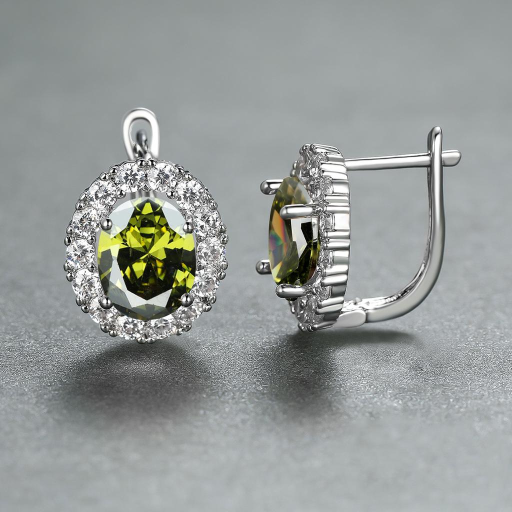 Luxury Purple Stone Gold Color Love Drop Earrings Bride Band Engagement Ear Clip Jewelry