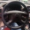 Для Mitsubishi Pajero v73 v77 2004-2010 Черная кожаная оплетка руля с карбоновыми вставками, сшитая вручную
