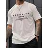 Summer Men's 100% Pure Cotton Casual Loose Plus Size Brooklyn Print Comfortable Sports Round Neck Short Sleeved T-shirt Top