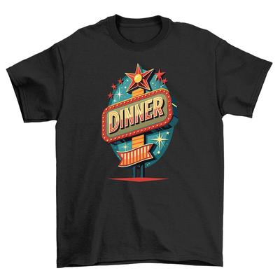 Футболка Retro_43 'Diner Sign' - Заправься ностальгией! Забавный Ретро Стиль, Унисекс