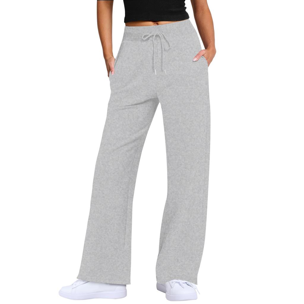 Женские широкие спортивные штаны с высокой талией и завязками для тренировок, спортивные повседневные брюки с карманами