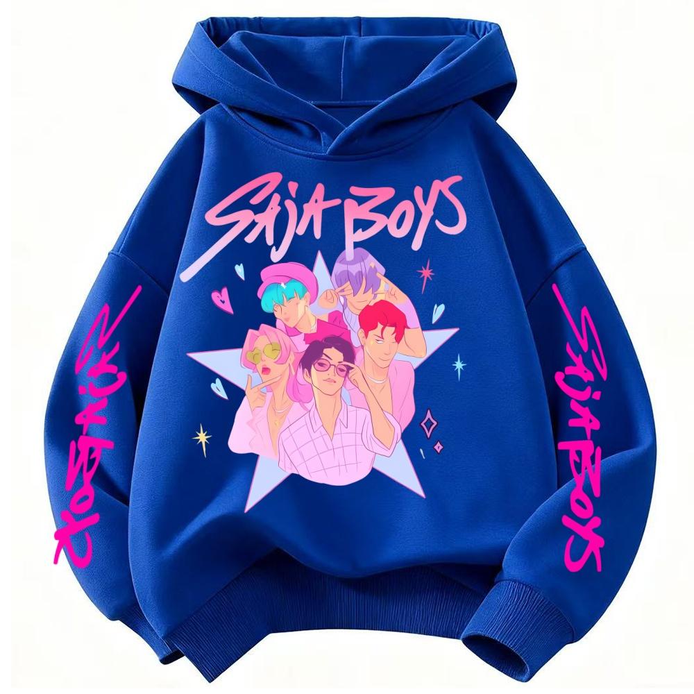 K-pop Охотник на демонов Саджа Мальчики Мультяшные Девочки Мальчик Толстовка с капюшоном Теплая Детская Корейская волна Мода Повседневные Топы Повседневная одежда
