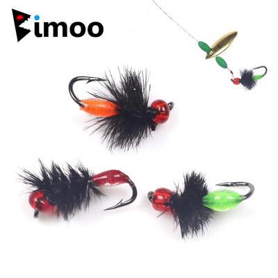 Bimoo, 6 шт., красный, оранжевый, зеленый, мини-муравей, черный, с крючком, нахлыстом, нимфа, искусственная приманка для ловли форели, панфиша #14 #16 #18