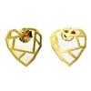 [R1379] - Gold 'Origami' Handmade Earrings (heart) - 12x11 Mm
