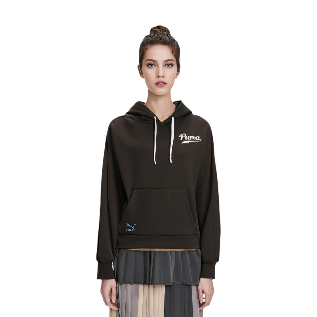 Puma Толстовка с капюшоном из флиса с принтом логотипа и буквами, женская толстовка с капюшоном, черная 536184-01