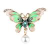 Брошь-булавка с глянцевым блеском для наряда, тонкая работа, стильный искусственный жемчуг, бабочка, аксессуары для одежды