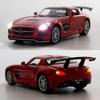1:32-масштабная модель автомобиля Benz SLS AMG, литая под давлением цинкового сплава, игрушечная машинка с откидной спинкой, звуком и светом для детей, мальчиков и девочек