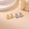 Fine Flash Gourd Retro High-end Zircon Gourd Stud Earrings Women's Light Luxury Fortune Temperament Ear Jewelry