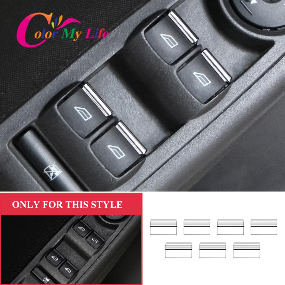7Pcs/Set Car Window Lifter Buttons Trim Decoration Sticker Accessory for Ford Focus 2 MK2 3 MK3 2005 - 2018