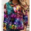 Spring and Autumn Round Neck 3D Floral Printed Top Fashionable Casual Long Sleeved Women's T-shirts