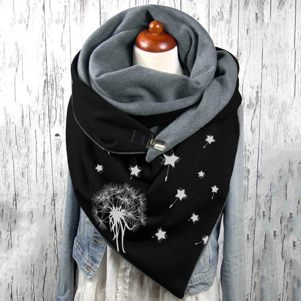 Unisex Scarf Printed Button Scarves Wrap Soft Warm Windshield Scarf