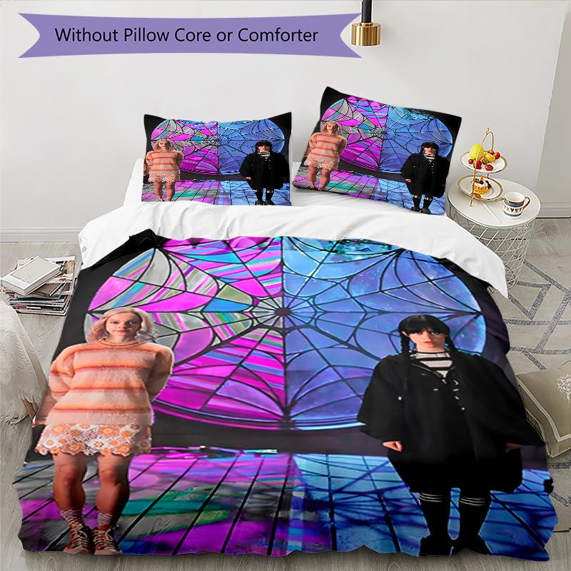 3pcs Addams Family Wednesday5 Design Cover Set - HD Printed Bedding with 1 Cover and 2 Pillowcases - Perfect for Home and Dorm Decor