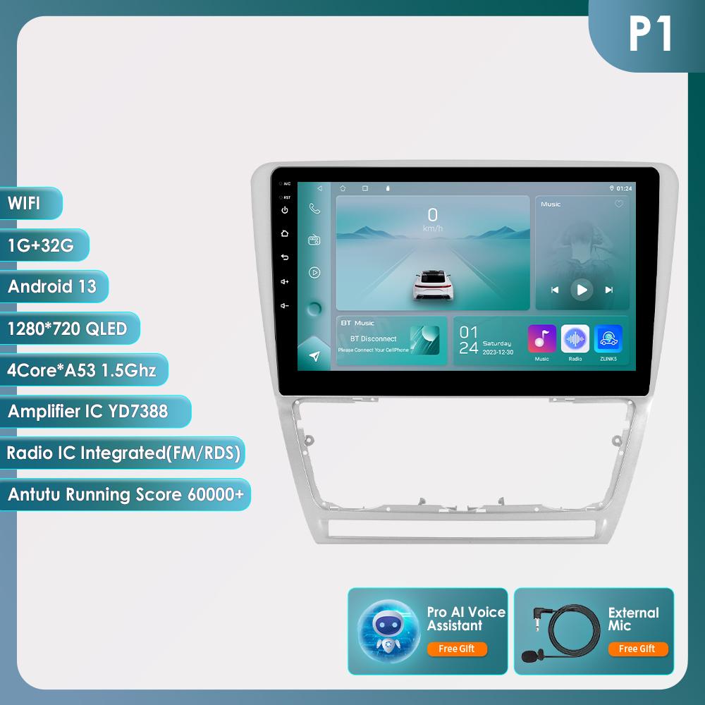 Hizpo 10.1 Carplay 4G 2Din Android 13 Автомобильное радио для Skoda Octavia 2 2008 - 2013 Мультимедийный видеоплеер GPS DSP Авторадио RDS ПК Интеллектуальный экран