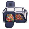 Square Play Pen Filed with 100 Balls Basketball, Blue:green/yellow/blue/red/orange