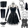 Death Note Cosplay Costume Misa Amane Imitation Leather Sexy Dress  Neck Jewelry Stockings Necklace Uniform Outfit Halloween Wig
