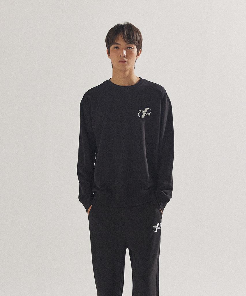 PALAP Signature Logo Embroidered Oversized Sweatshirt_Pl24S3Mt002_Bk